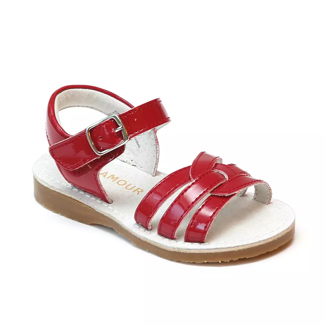 L'Amour Girls Peyton Braided Loop Leather Sandals