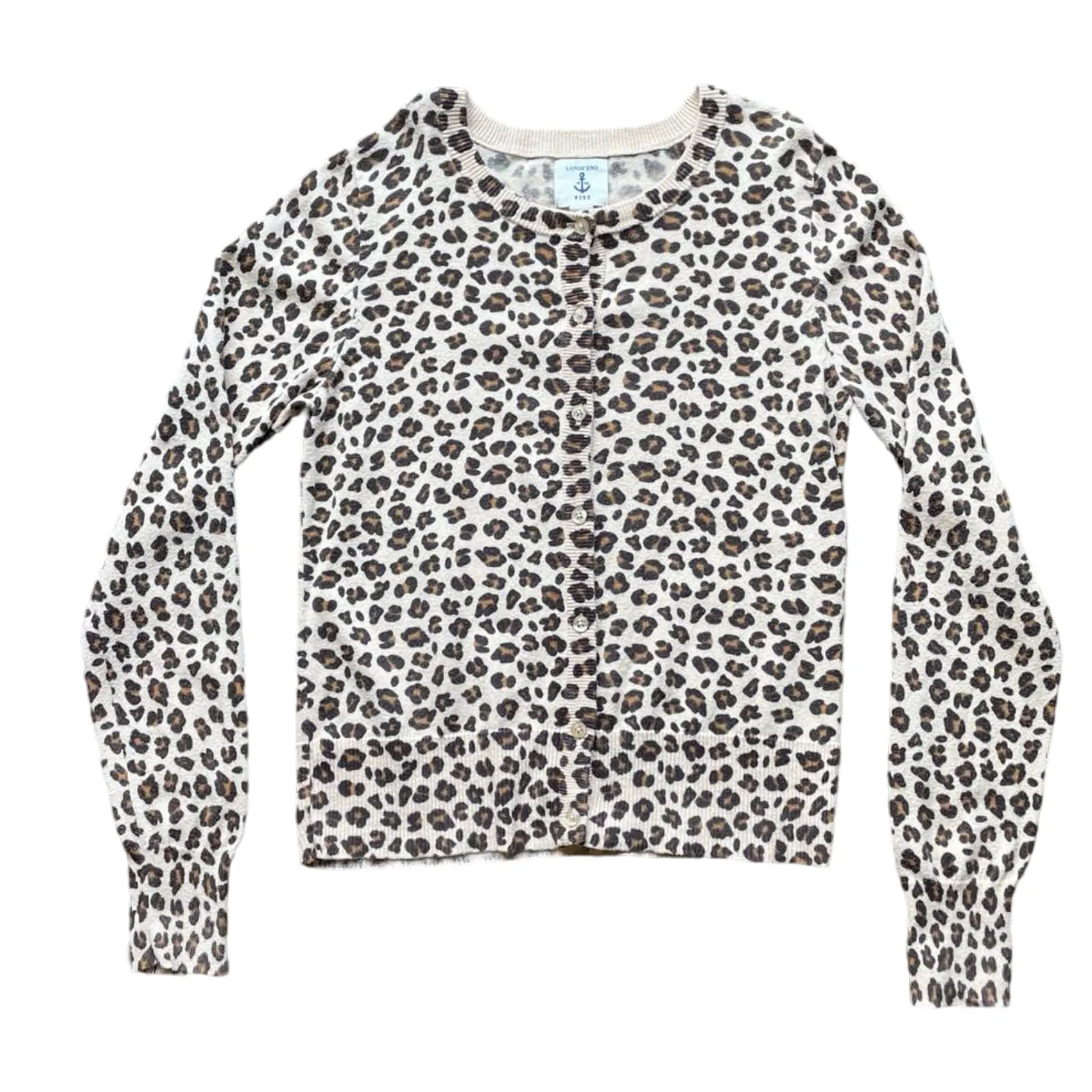 Lands’ End Leopard Knit Cardigan