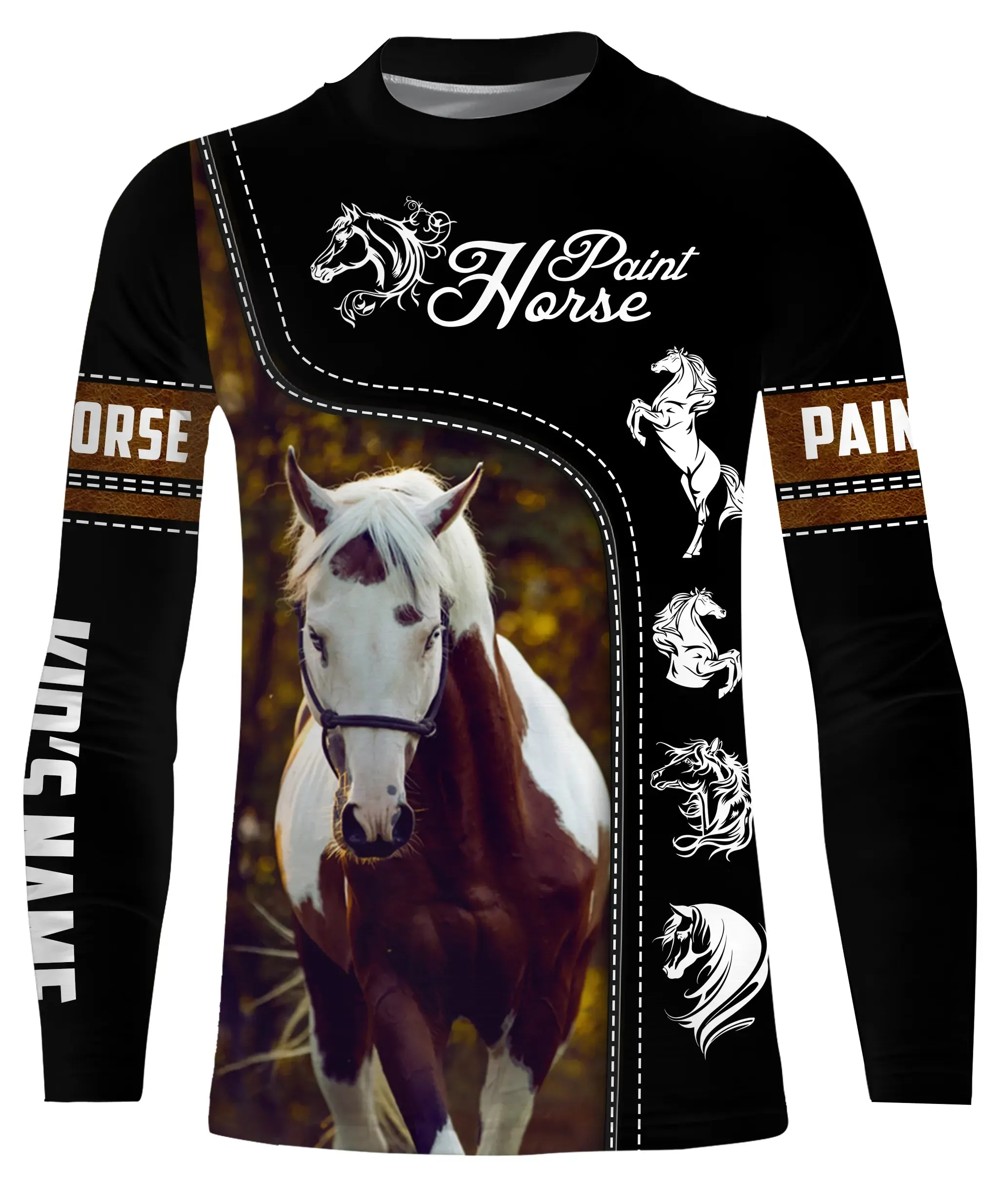 Le Paint Horse, Race de Chevaux Américaine - T-shirt 3D All-Over Personnalisé - Cadeau pour Homme, Femme, Enfant qui Aime Les Ch