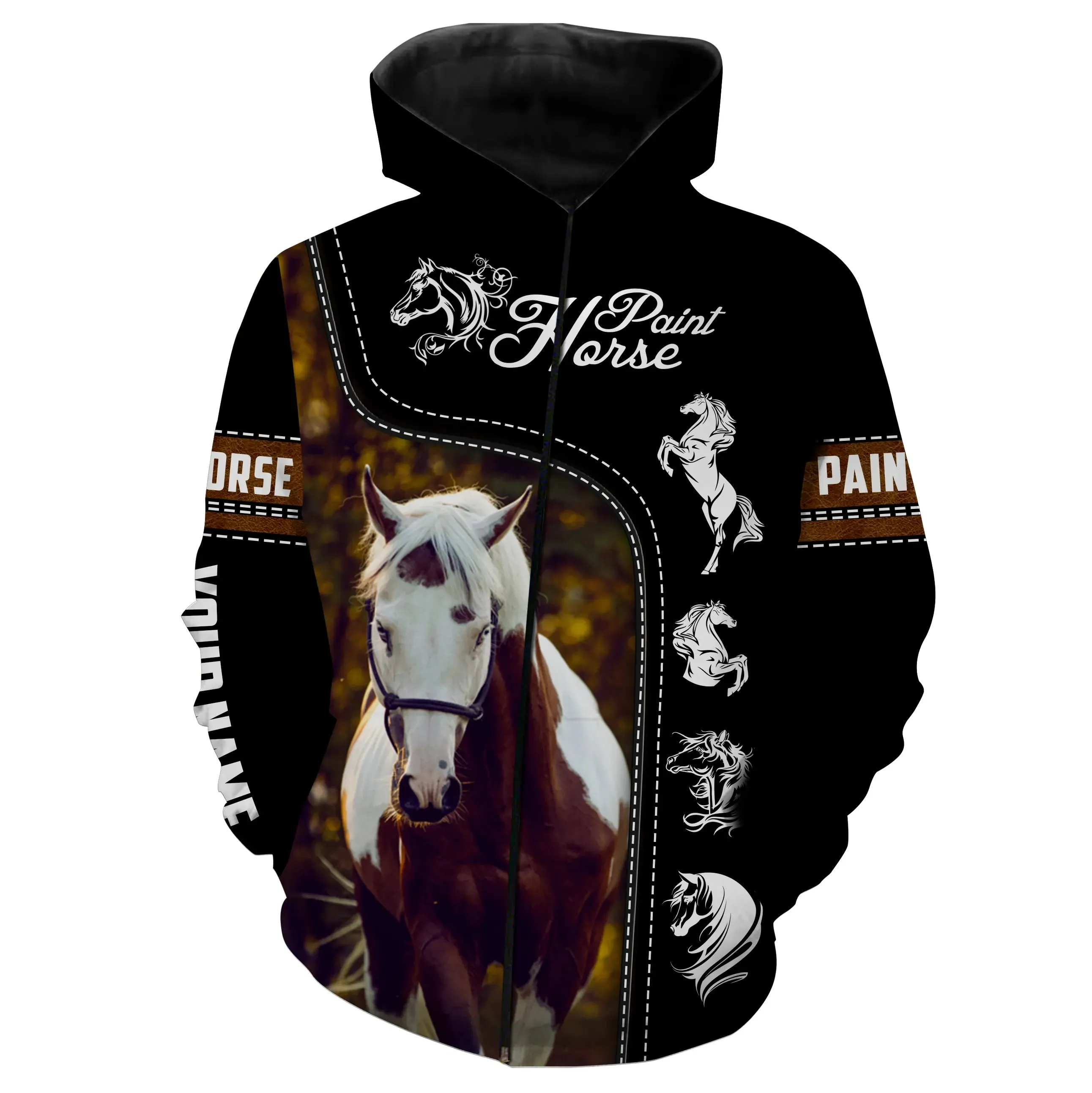 Le Paint Horse, Race de Chevaux Américaine - T-shirt 3D All-Over Personnalisé - Cadeau pour Homme, Femme, Enfant qui Aime Les Ch