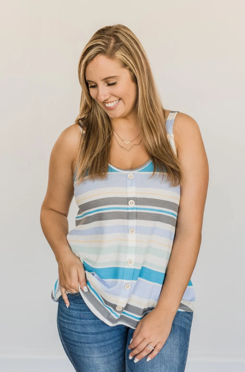 Limitless Love Striped Tank Top- Blue & Periwinkle