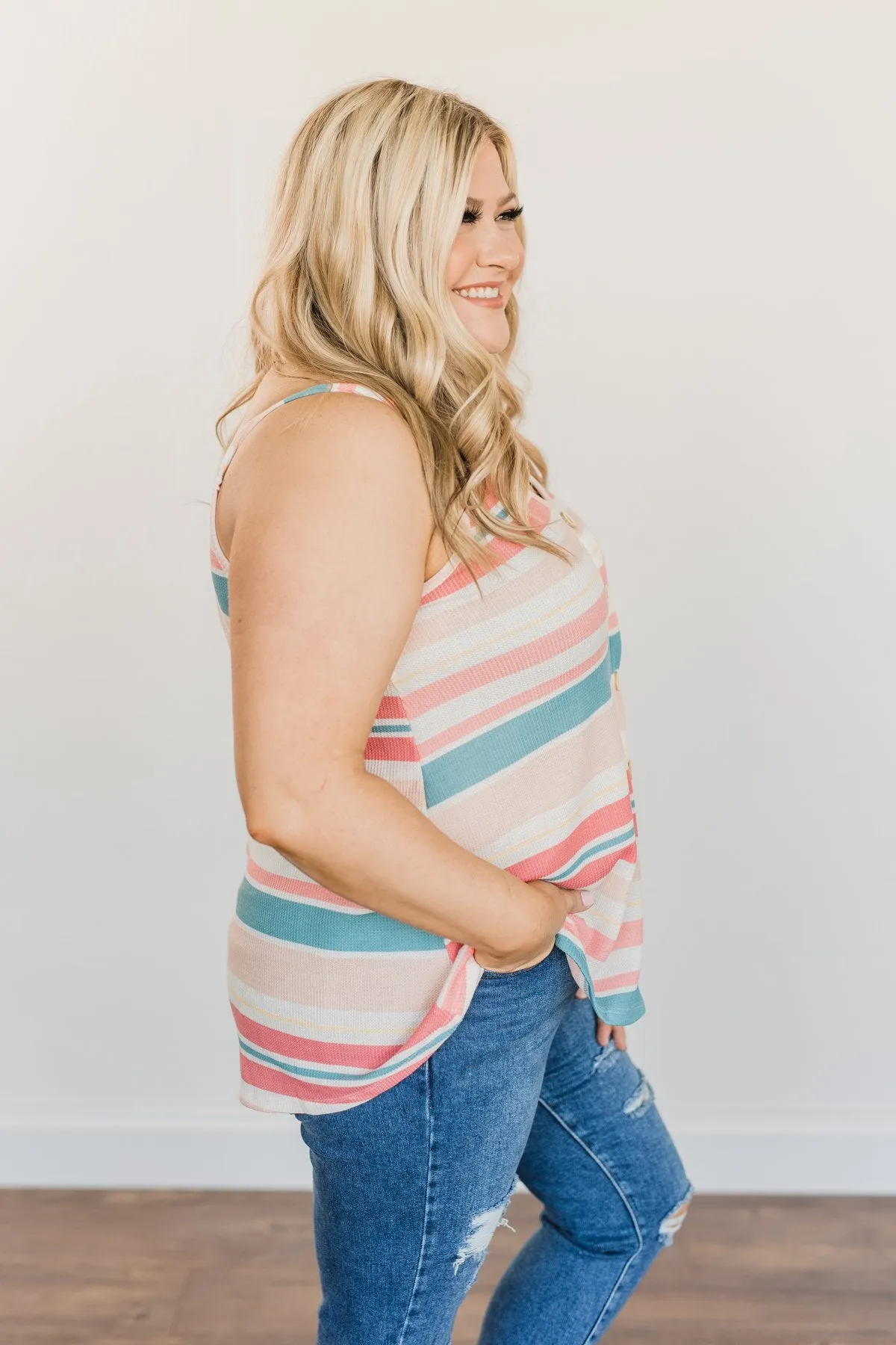 Limitless Love Striped Tank Top- Peach & Coral