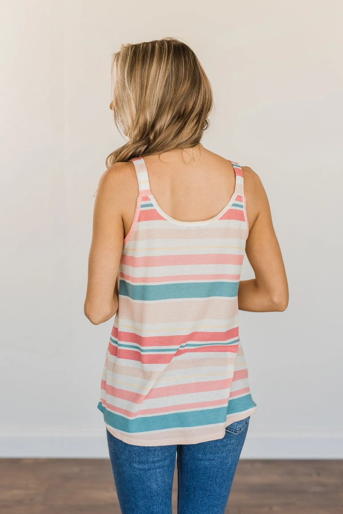 Limitless Love Striped Tank Top- Peach & Coral