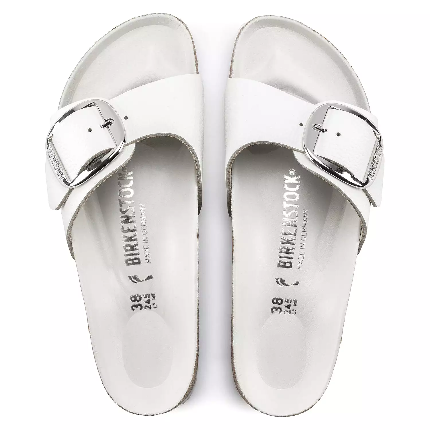 Madrid Big Buckle - White Natural Leather||Madrid Grosses Boucles - Cuir naturel blanc