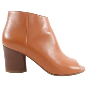 Maison Margiela Tan Brown Peep Toe Leather Booties - 37