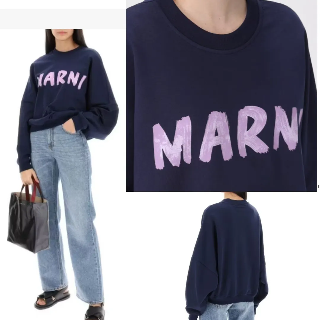 MARNI  |Plain Cotton Logo Hoodies & Sweatshirts