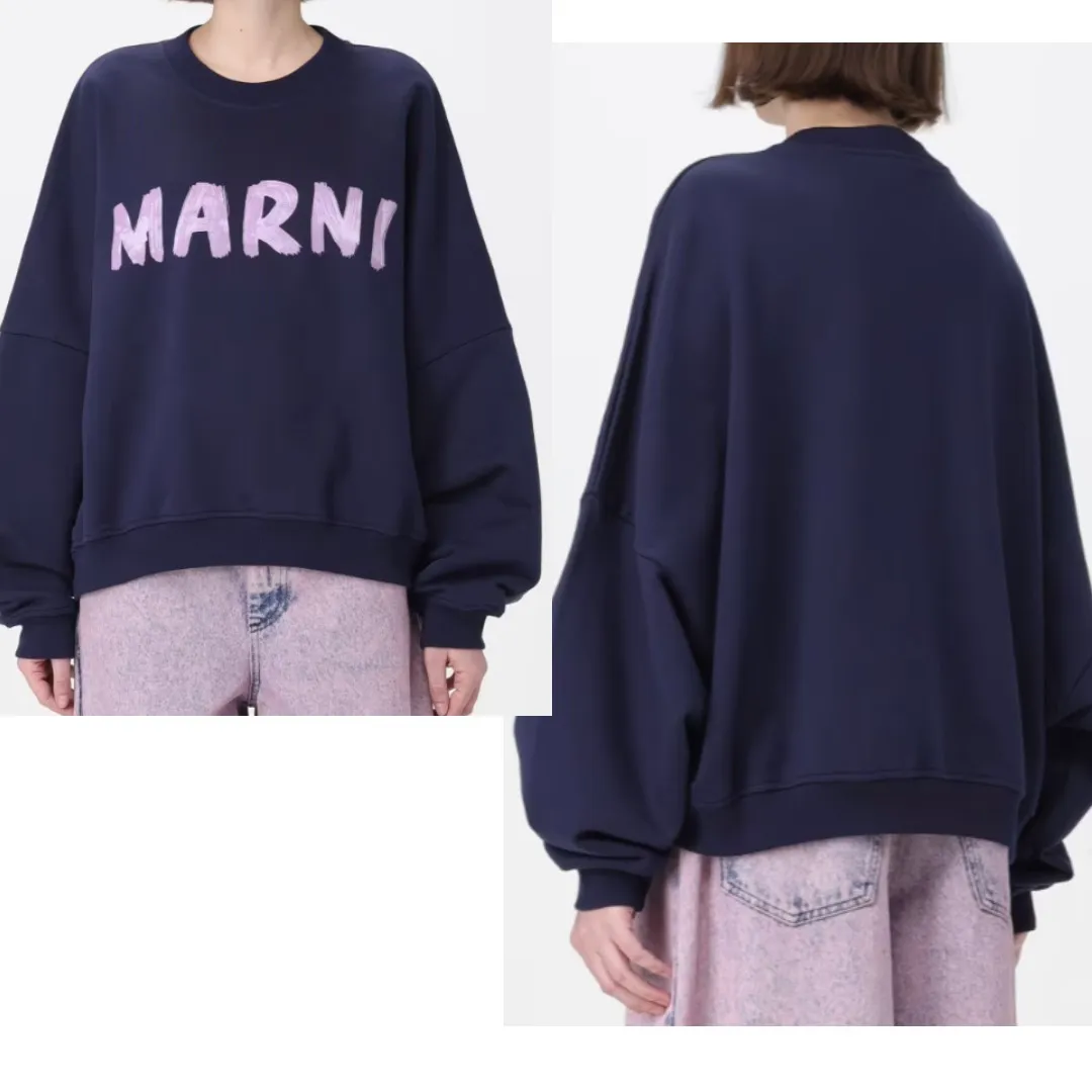 MARNI  |Plain Cotton Logo Hoodies & Sweatshirts