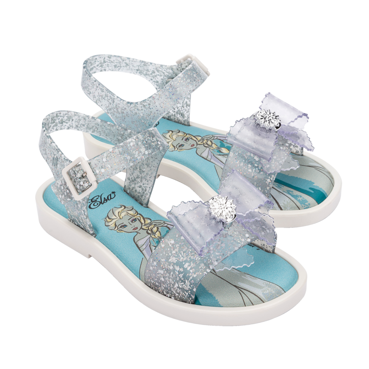 Mini Melissa Mar Sandal + Disney Kids - Glitter Clear / White