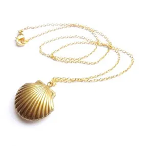 New Stylish Gold Brass Seashell Locket Pendant Necklaces