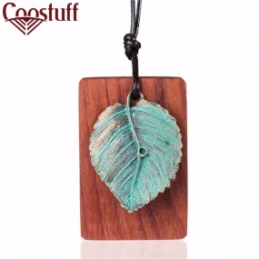 New stylish Green Leaf Sandalwood Pendant  necklaces