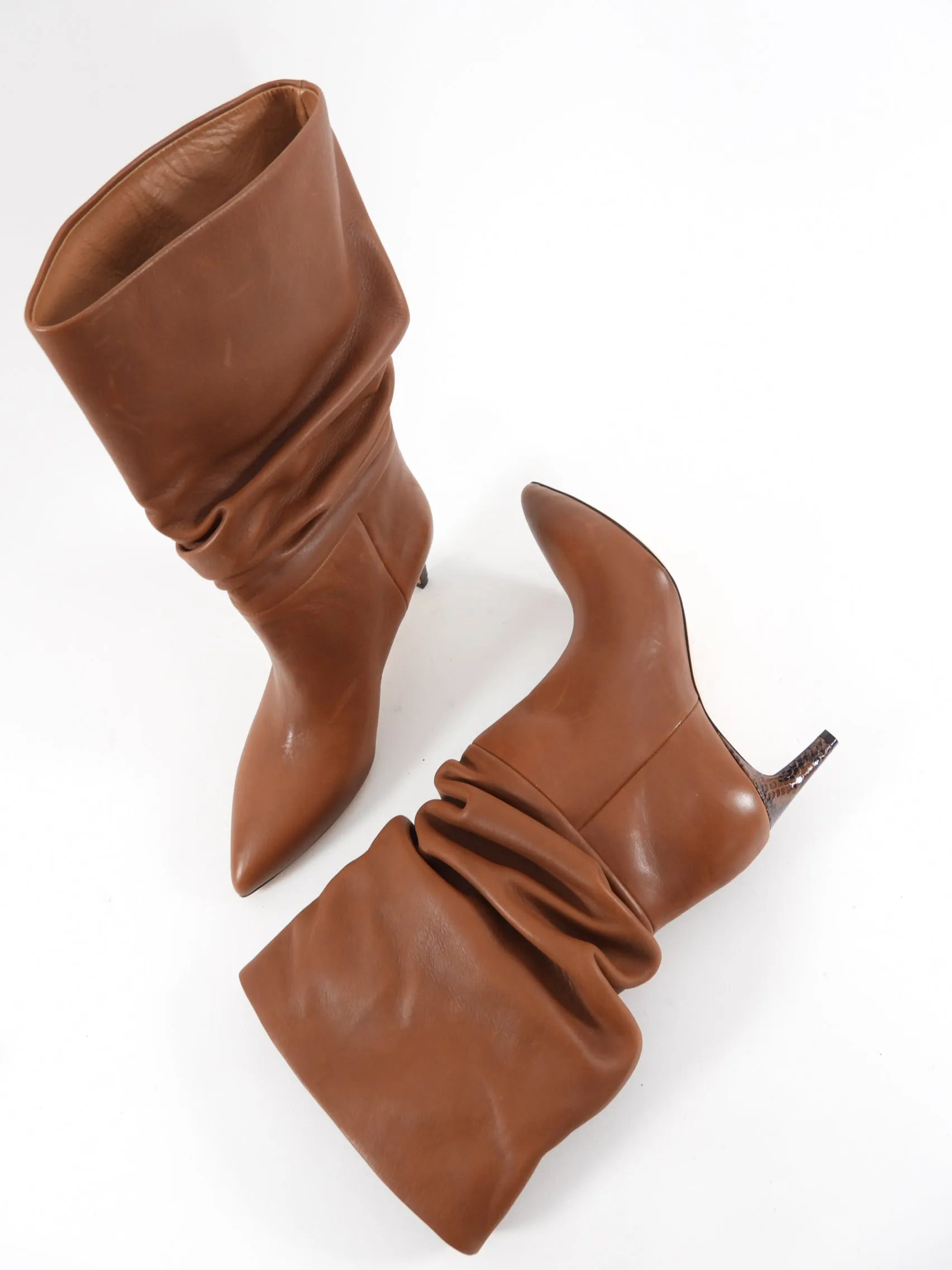 Paris Texas Brown Leather Slouch Boot - 37