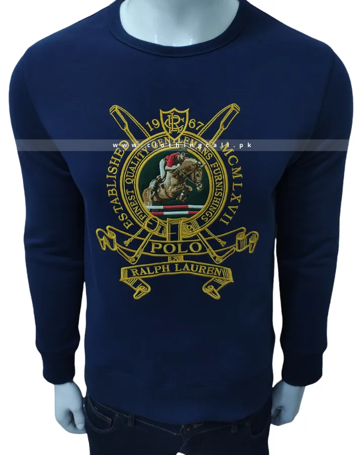 RL Crest Logo Fleece Blue Sweatshirt