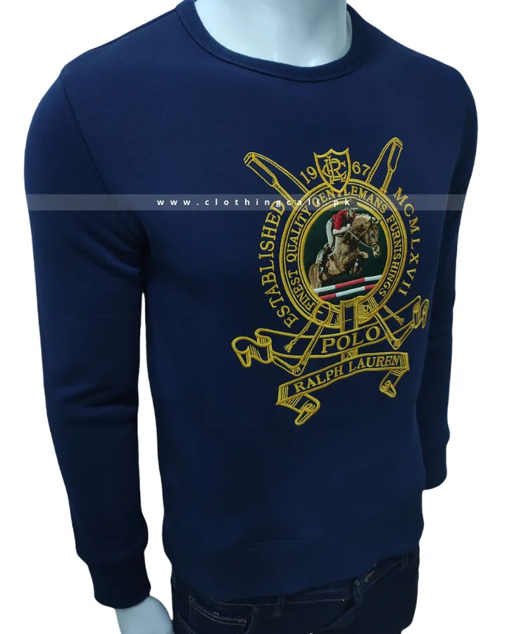 RL Crest Logo Fleece Blue Sweatshirt