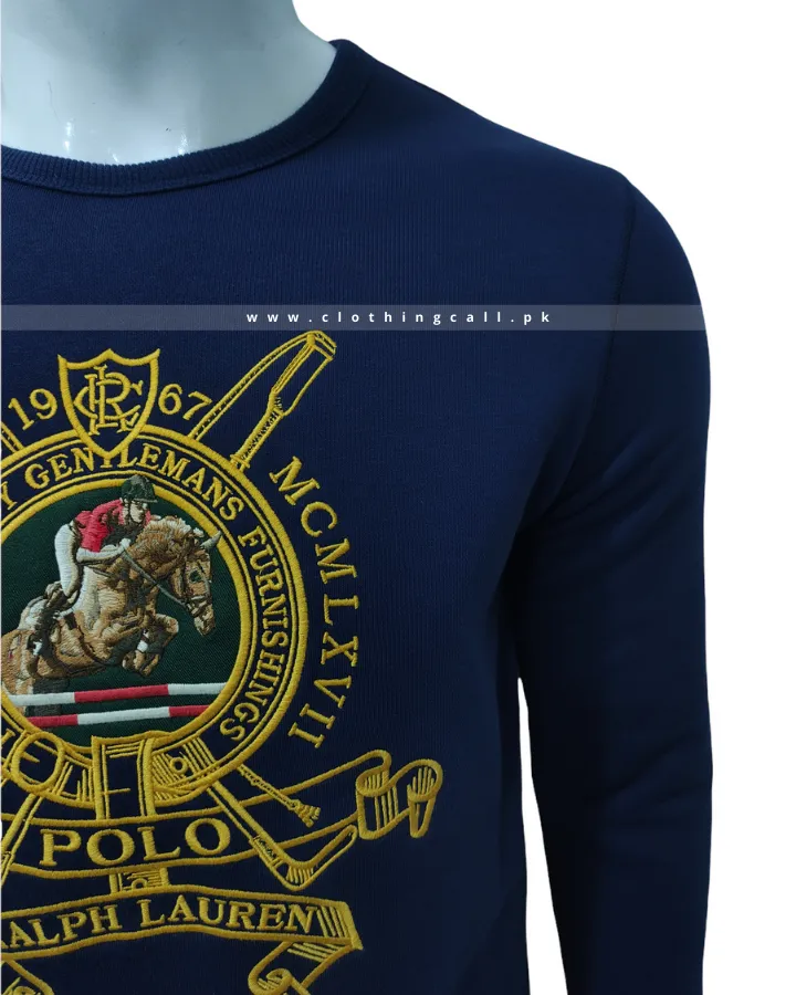 RL Crest Logo Fleece Blue Sweatshirt