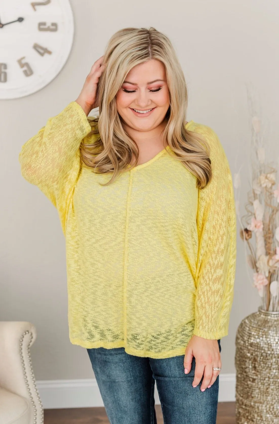 Seeking Sunshine Dolman Sleeve Knit Top- Lemon Yellow