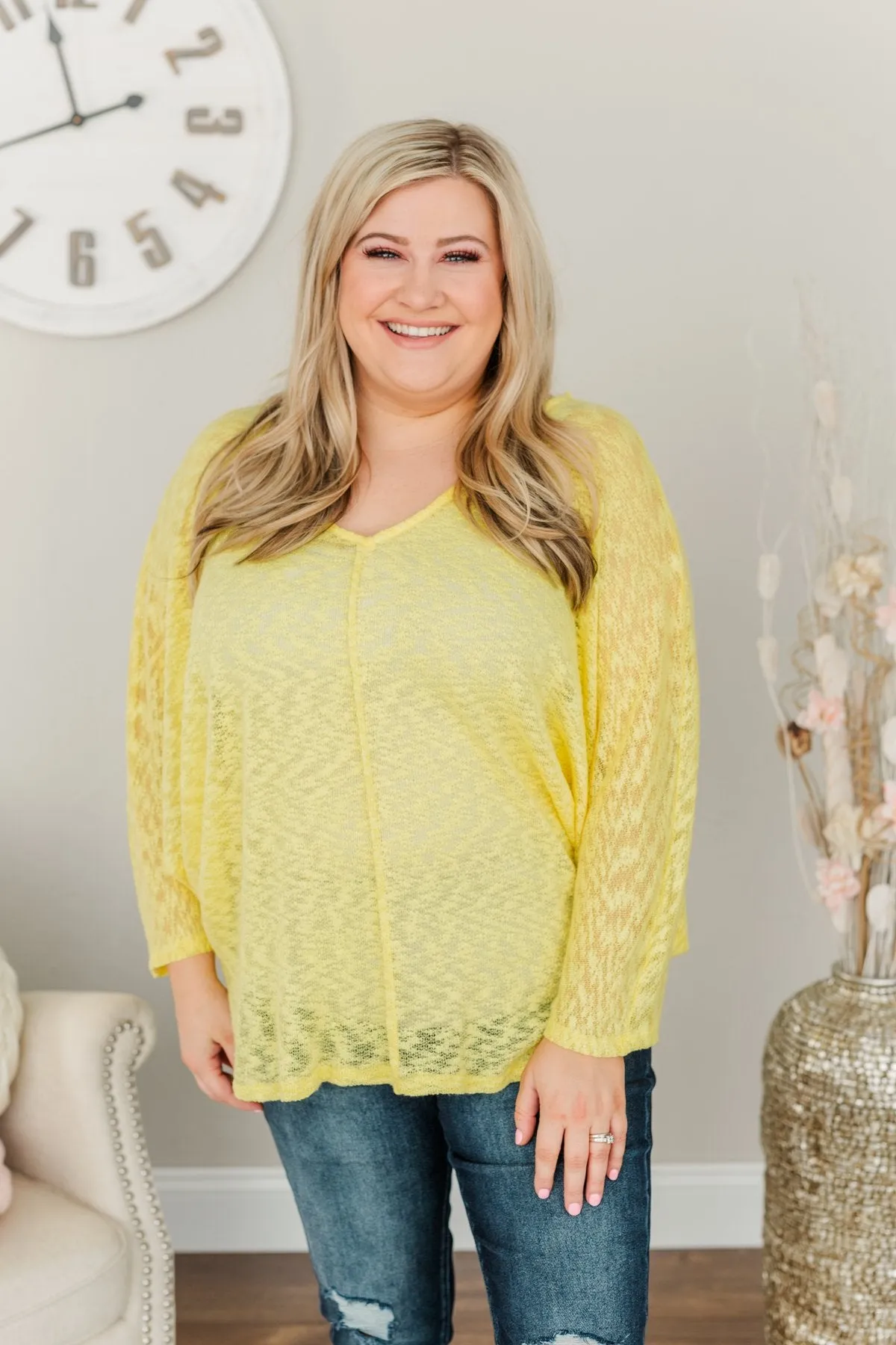 Seeking Sunshine Dolman Sleeve Knit Top- Lemon Yellow