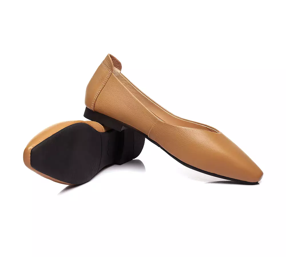 TARRAMARRA Pointed Toe Leather Ballet Flats Women Everly