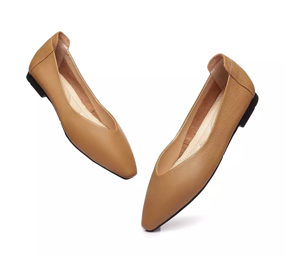 TARRAMARRA Pointed Toe Leather Ballet Flats Women Everly