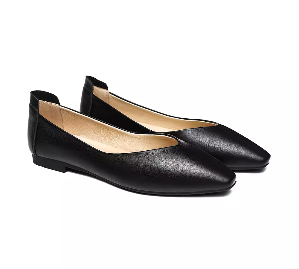 TARRAMARRA Pointed Toe Leather Ballet Flats Women Everly