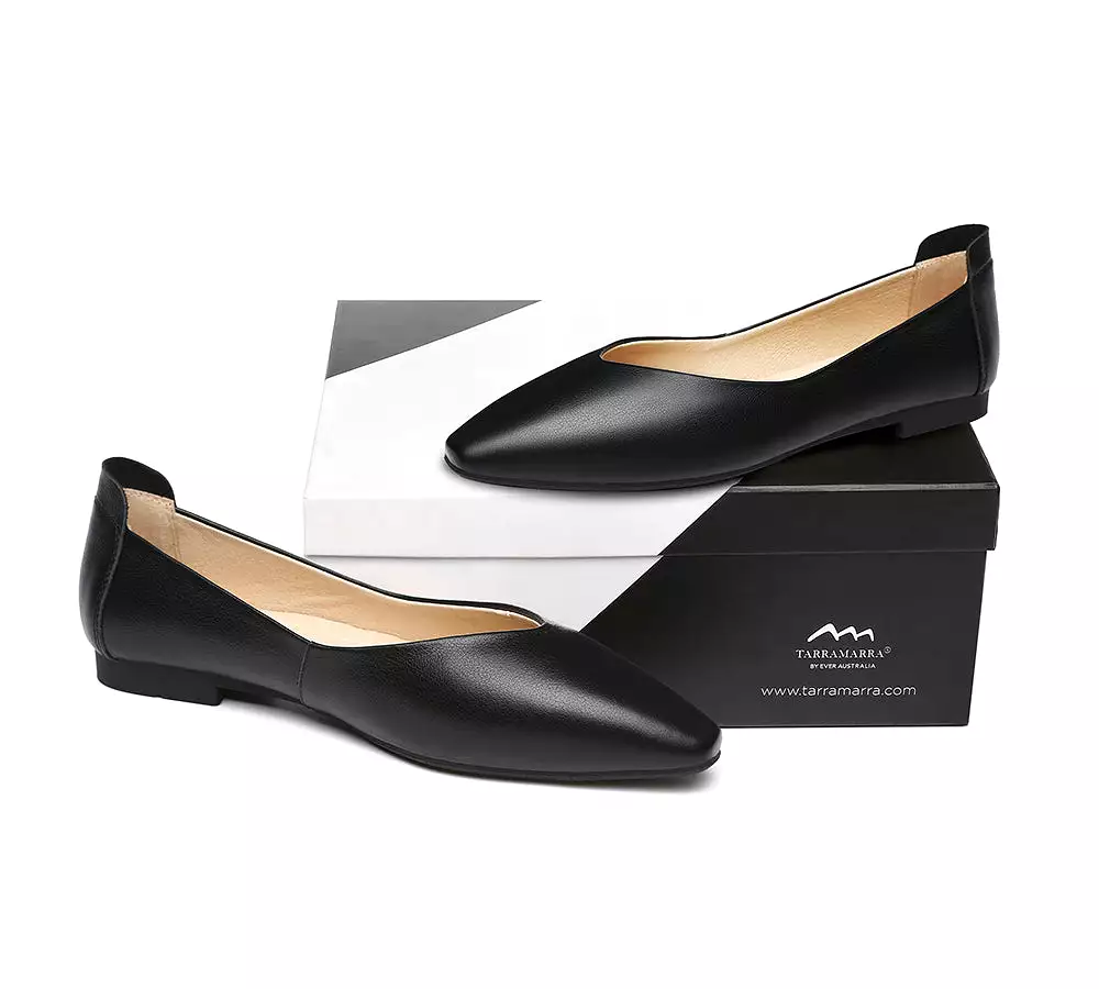 TARRAMARRA Pointed Toe Leather Ballet Flats Women Everly