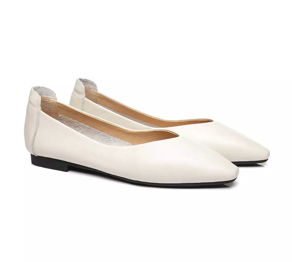 TARRAMARRA Pointed Toe Leather Ballet Flats Women Everly