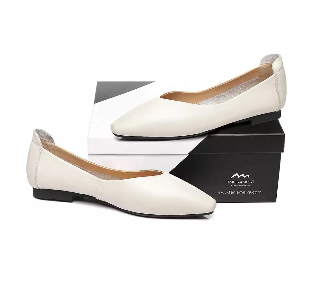 TARRAMARRA Pointed Toe Leather Ballet Flats Women Everly