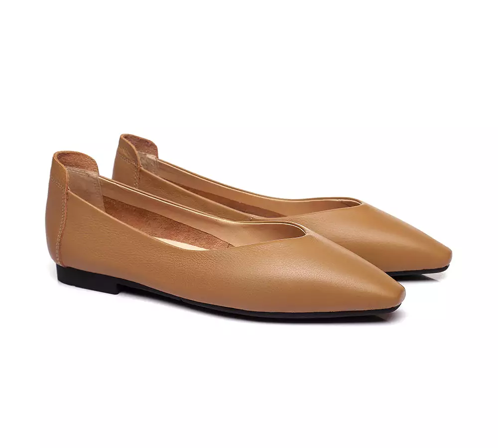 TARRAMARRA Pointed Toe Leather Ballet Flats Women Everly