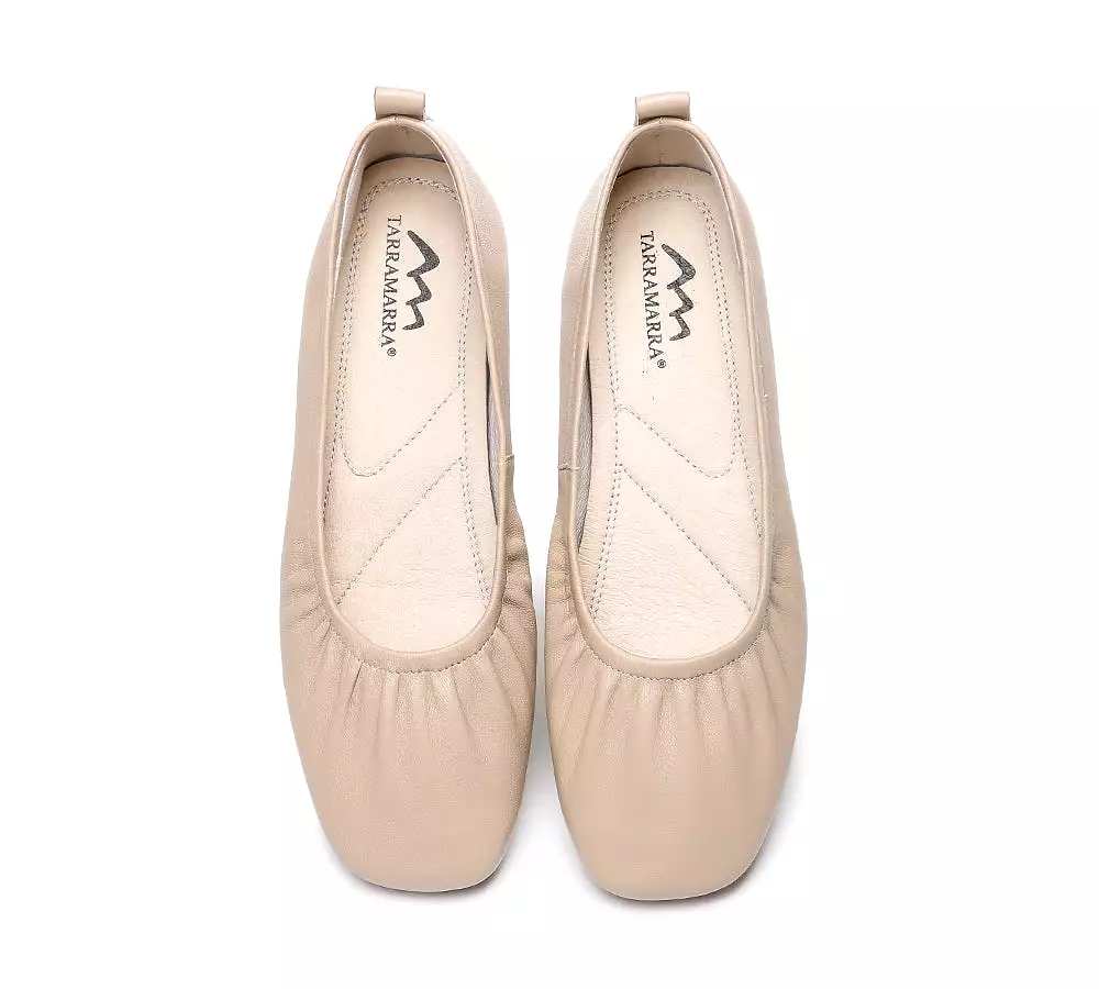 TARRAMARRA Square Toe Leather Ballet Flats Women Devora