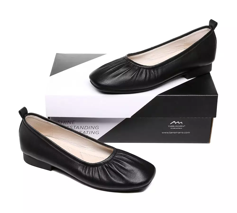 TARRAMARRA Square Toe Leather Ballet Flats Women Devora