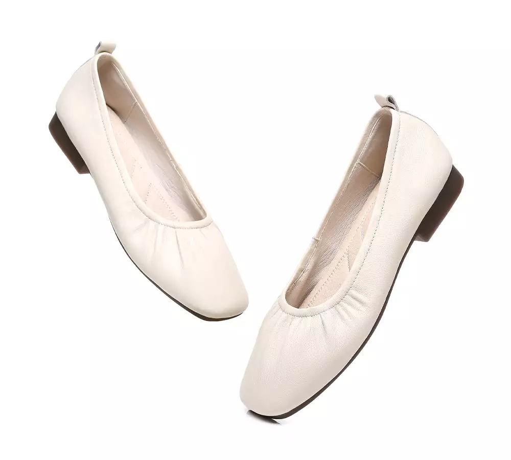 TARRAMARRA Square Toe Leather Ballet Flats Women Devora