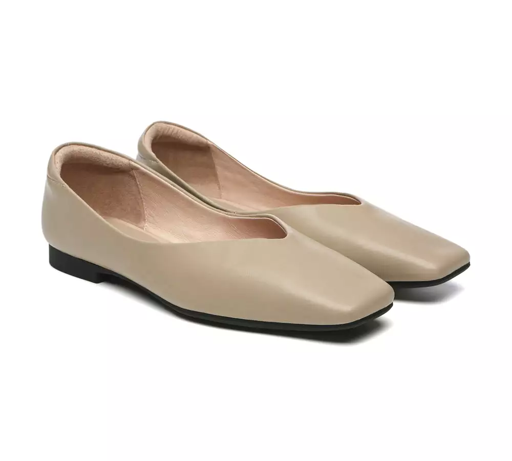 TARRAMARRA Square Toe Leather Ballet Flats Women Libera