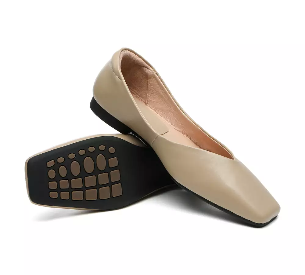 TARRAMARRA Square Toe Leather Ballet Flats Women Libera