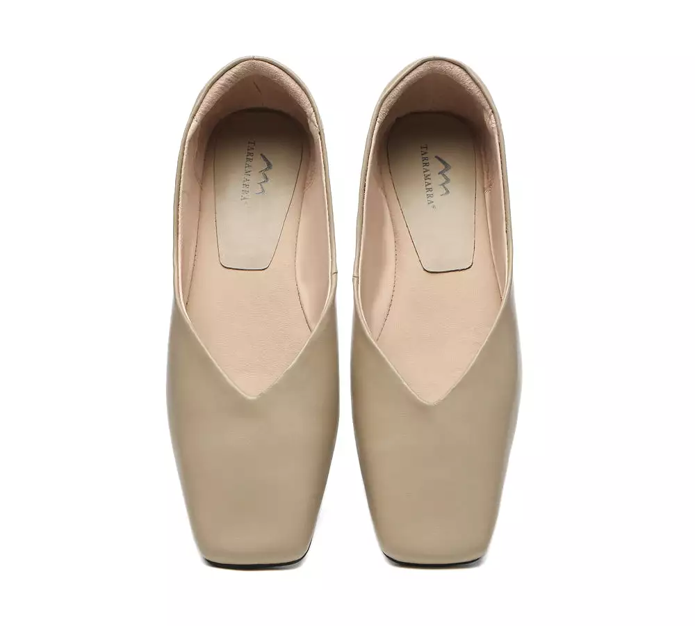 TARRAMARRA Square Toe Leather Ballet Flats Women Libera