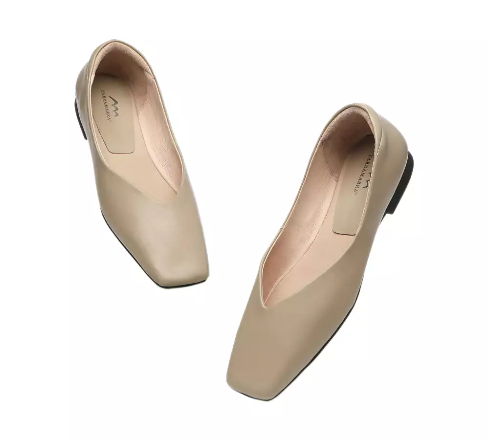 TARRAMARRA Square Toe Leather Ballet Flats Women Libera