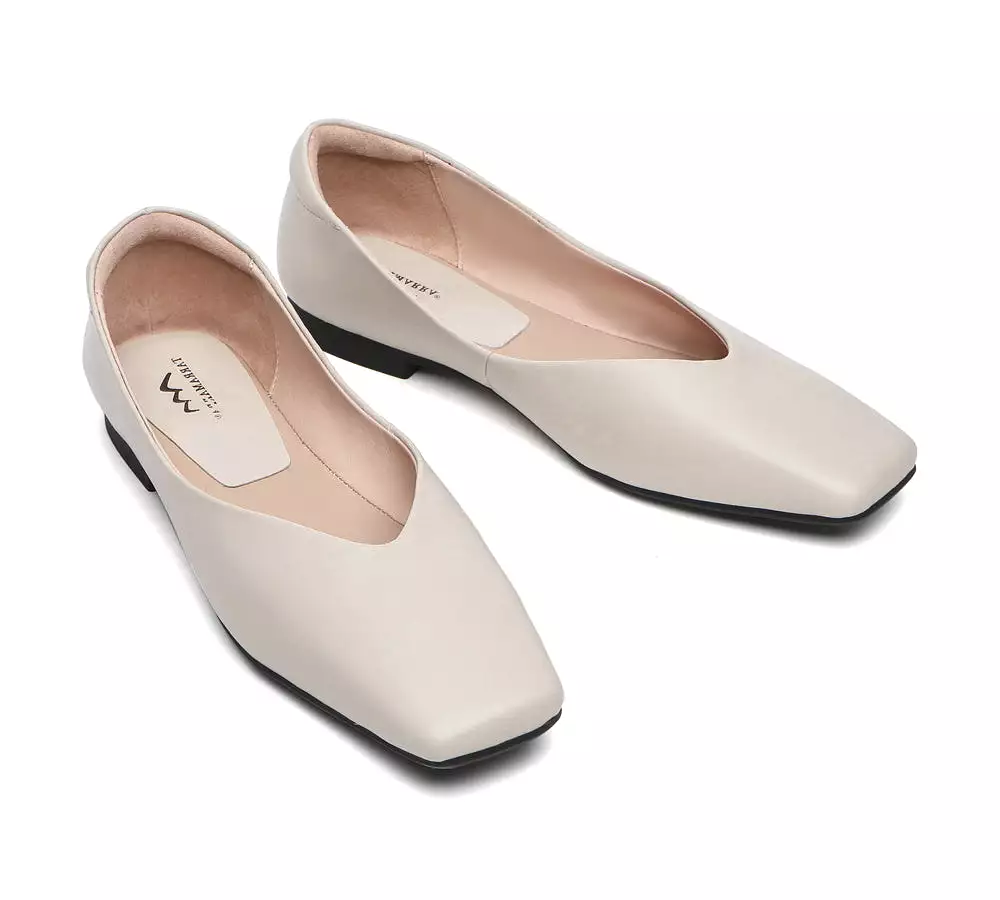 TARRAMARRA Square Toe Leather Ballet Flats Women Libera