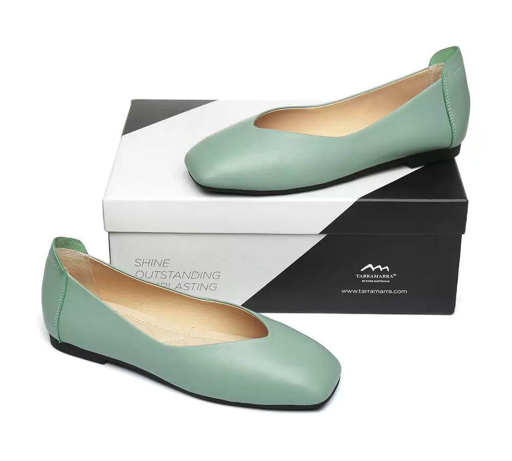 TARRAMARRA Square Toe Leather Ballet Flats Women Linda