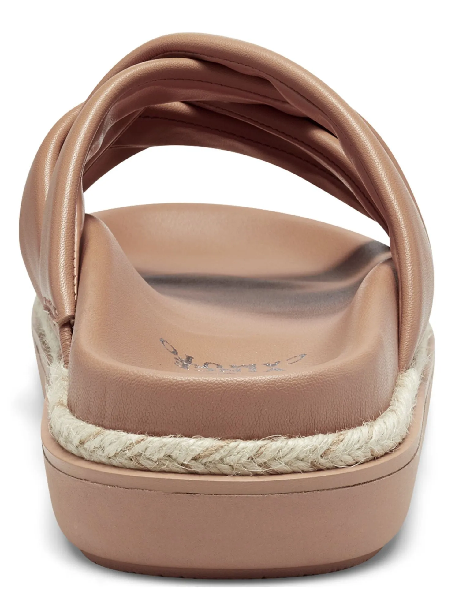 VINCE CAMUTO Womens Beige Strappy Jute Wrapped Arch Support Comfort Chavelle Round Toe Platform Slip On Leather Slide Sandals Sh