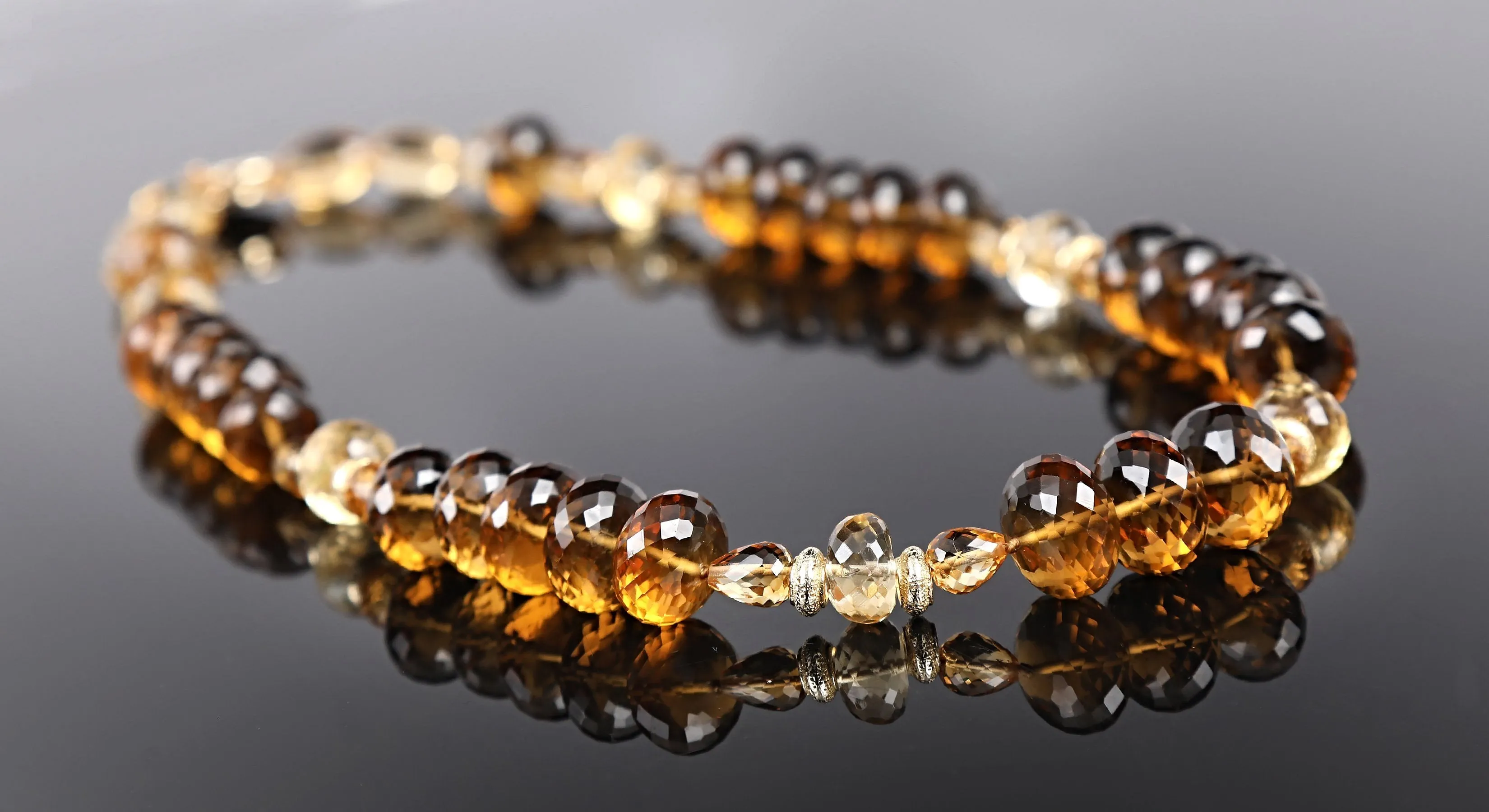 Whiskey Quartz, Citrine, and Gold Necklace