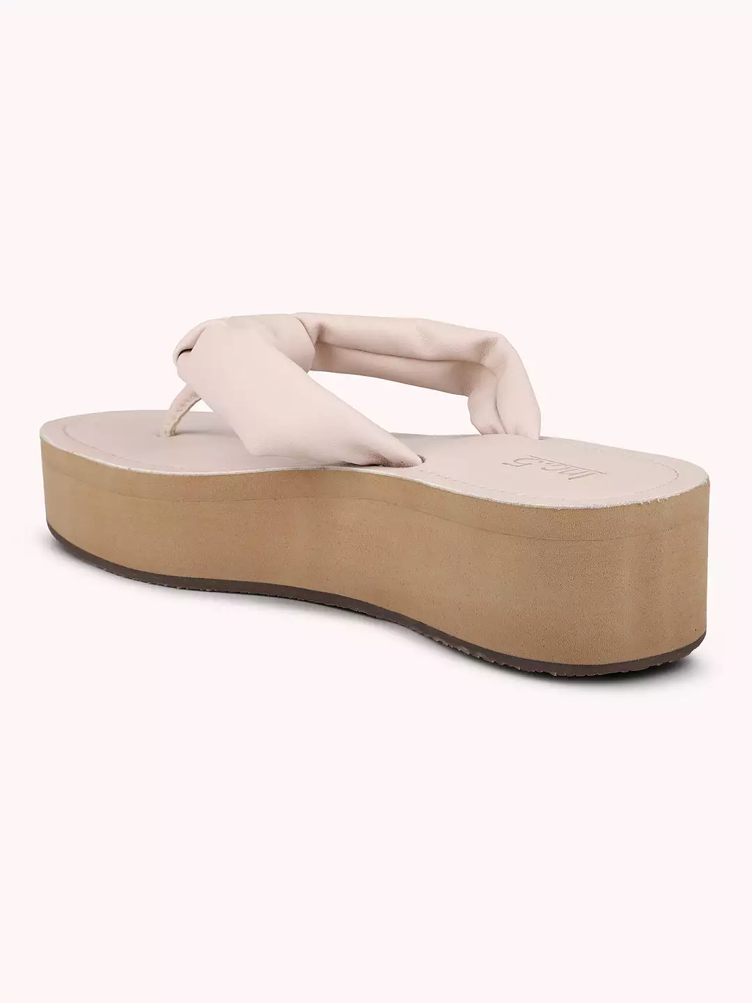 Women Cream Open Toe Comfort Sandals with Knot Details