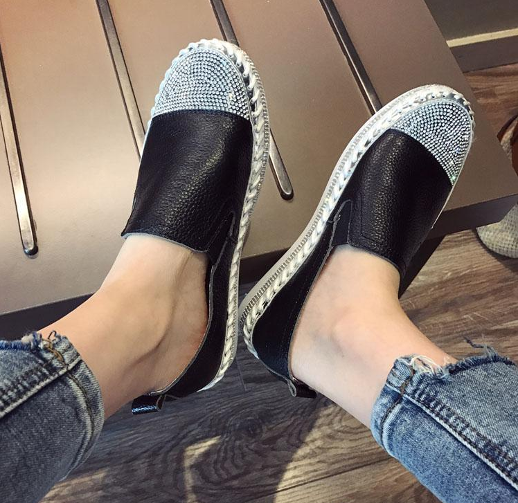 Women Genuine Leather Creepers Flats