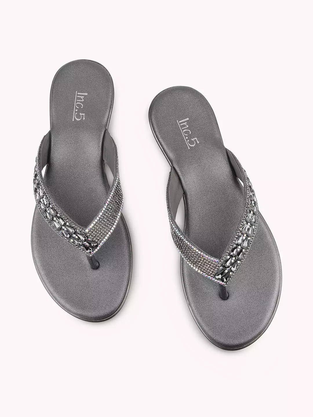 Women Pewter-Toned Embellished Open Toe Wedge Sandals