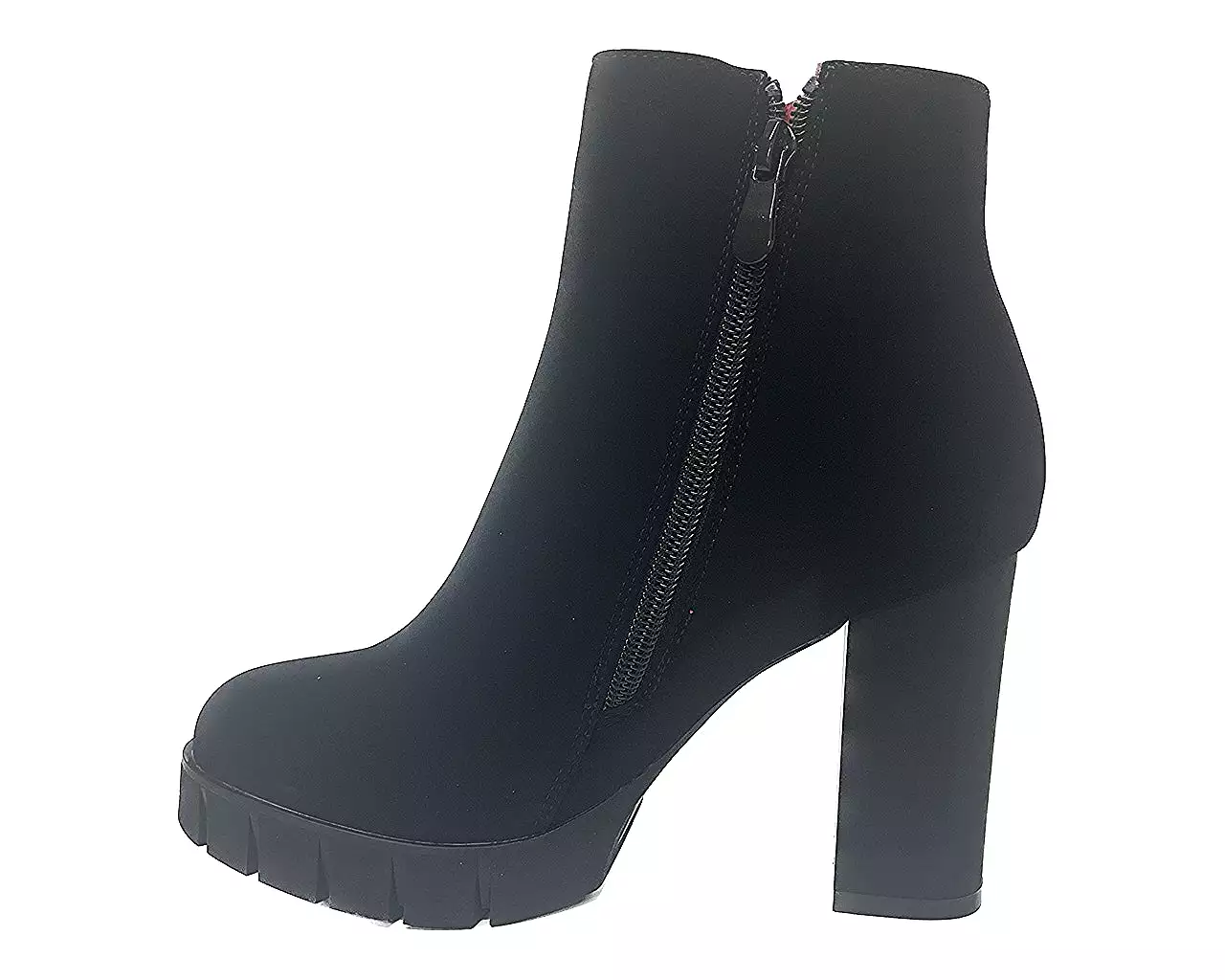 Women's 0806005 Block High Heels Ankle Boots Black