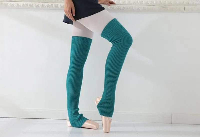 Women's 75cm Long Solid Color Leg Warmers Socks - Acrylic Material for Warmth and Style