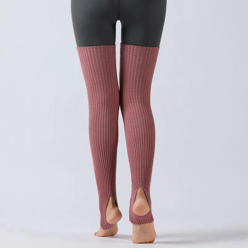 Women's 75cm Long Solid Color Leg Warmers Socks - Acrylic Material for Warmth and Style