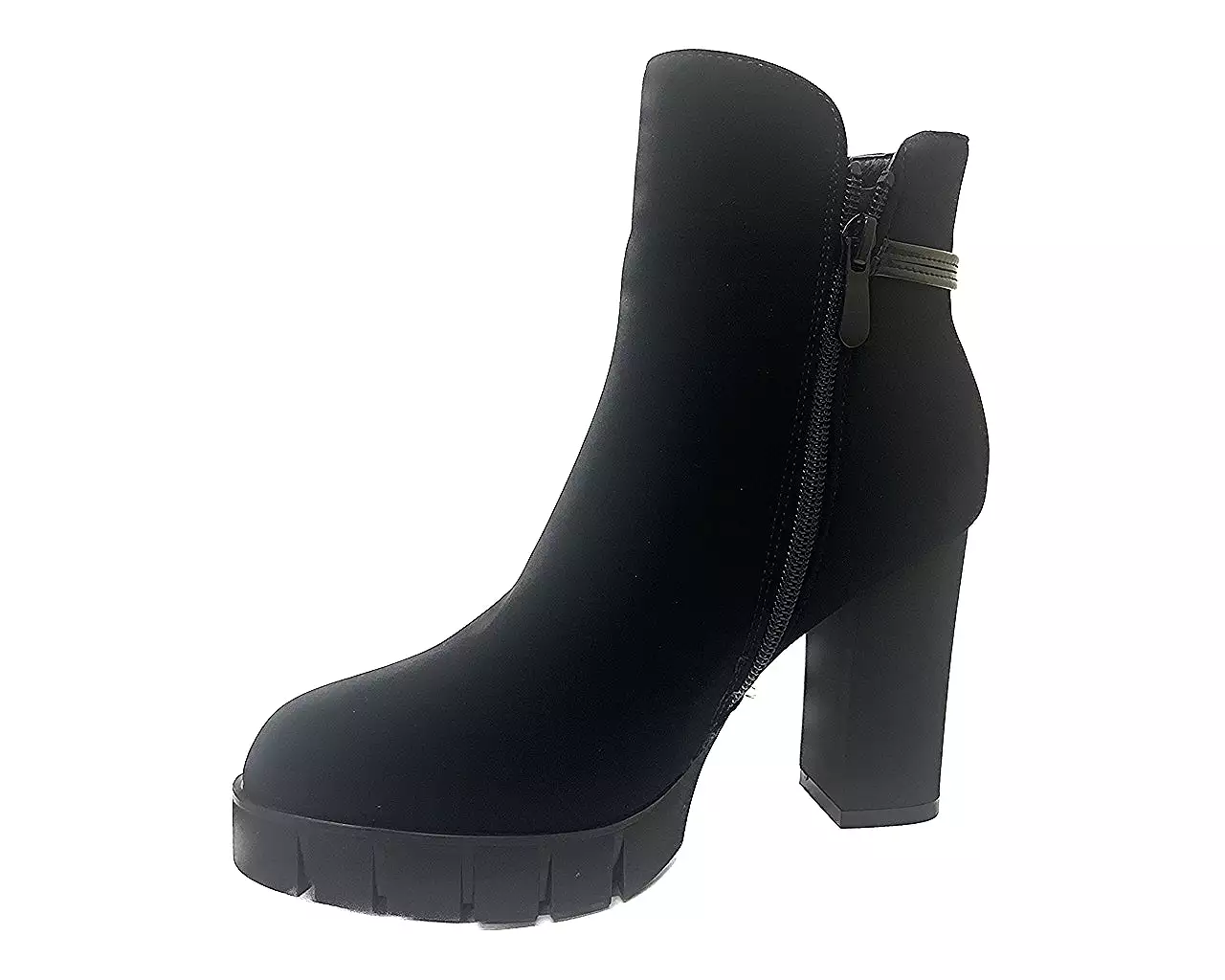 Women's 90419 Block High Heels Ankle Boots Black