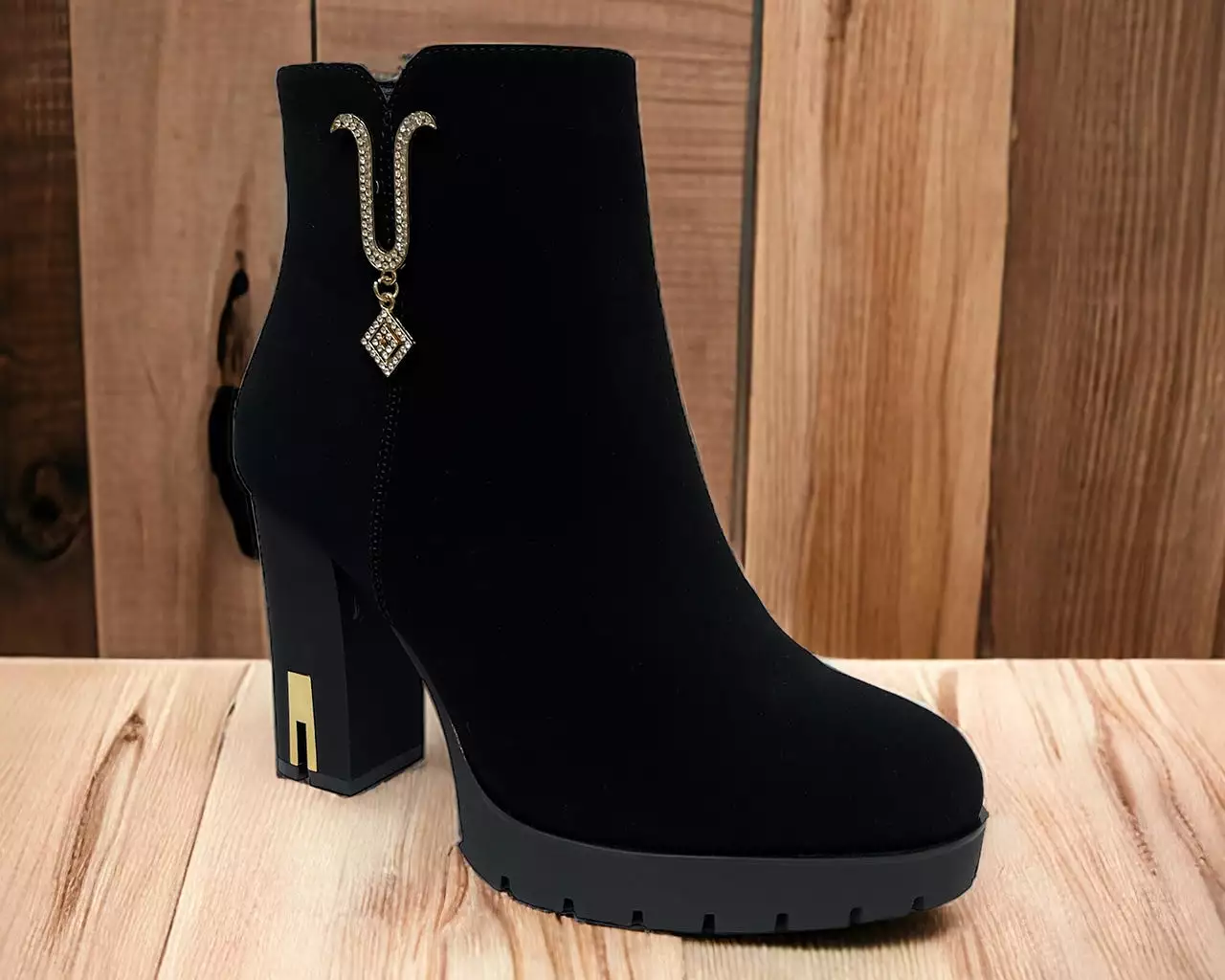 Women's Block High Heels Zip Ankle Boots