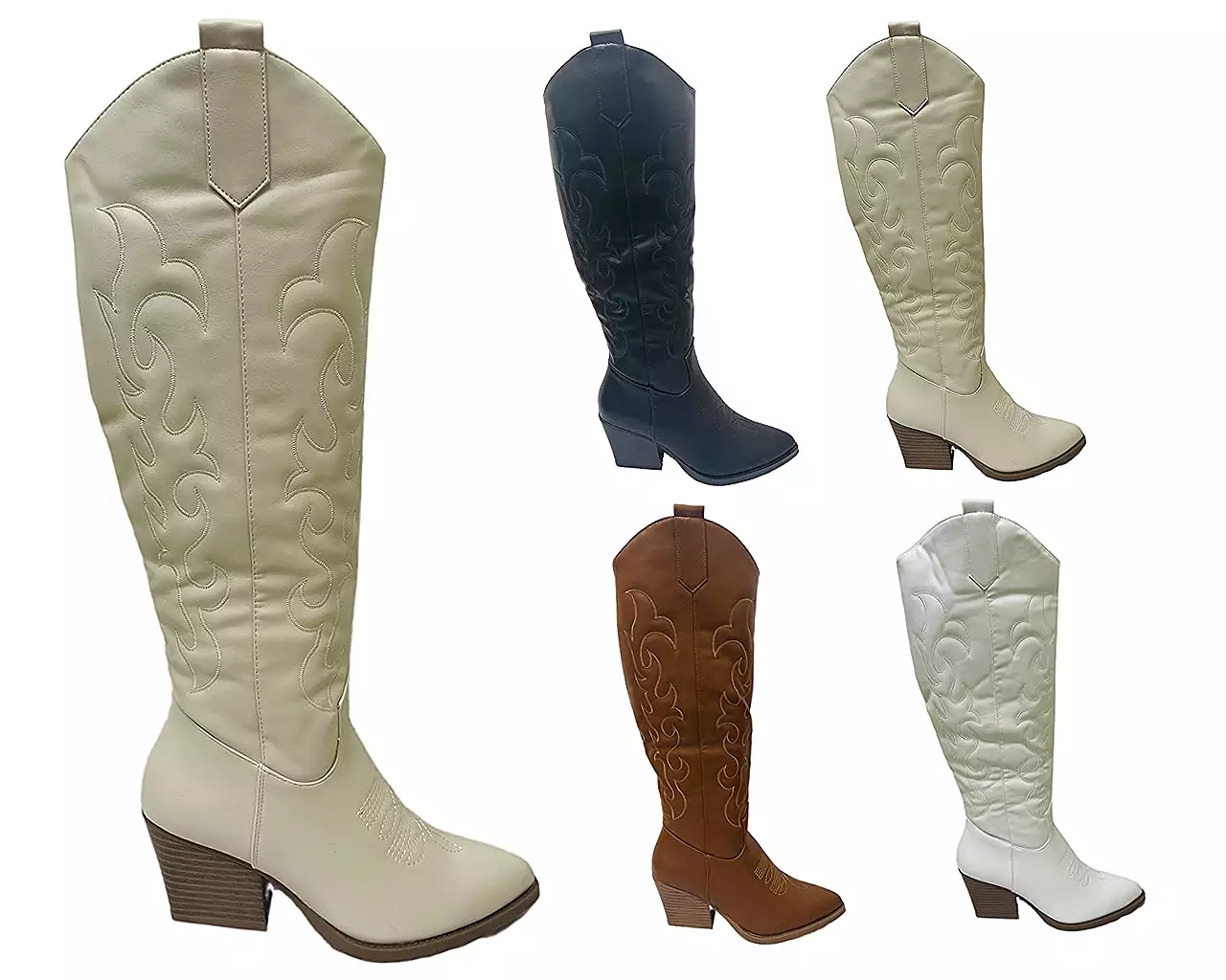 Women's Cowboy Embroidered Knee High Boots