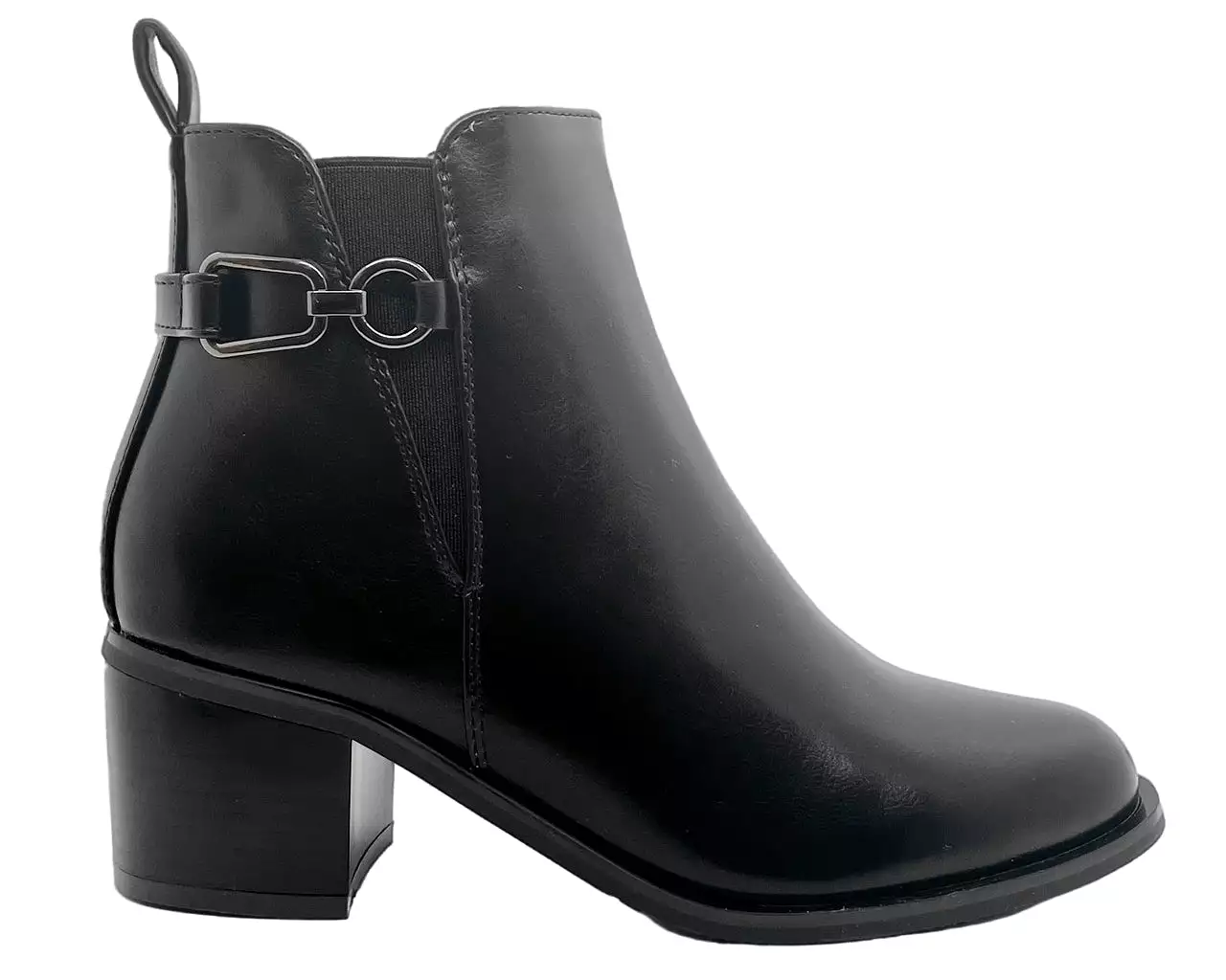 Women's Faux Leather Block Heel Ankle Boots