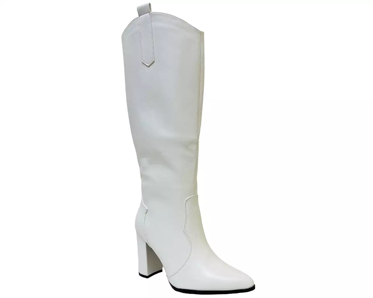 Women's Faux Leather Knee High Block Heel Boots