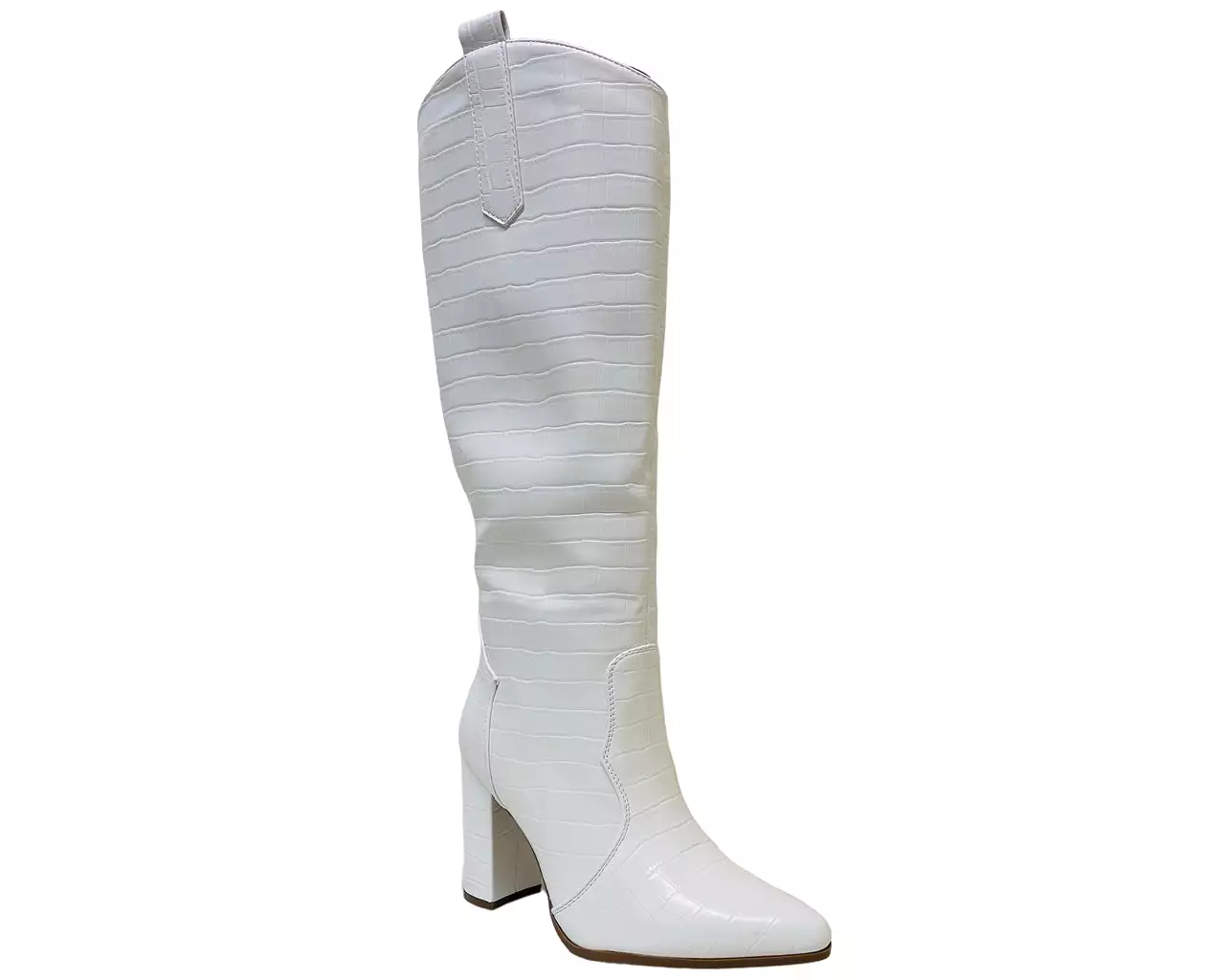 Women's Faux Leather Knee High Block Heel Boots